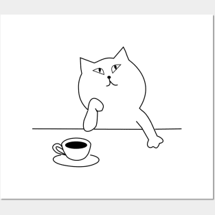 think about cafe coffee cat Posters and Art